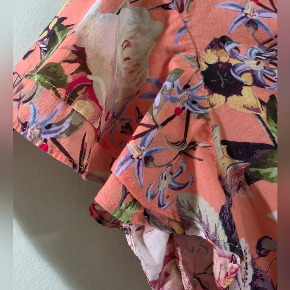 INC INTERNARIONAL FLORAL LACE UP FLUTTER SLEEVE BLOUSE TOP 1X - Picture 3 of 3